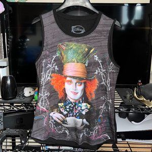 Women's Small DISNEY Tim Burton's Alice in Wonderland Mad Hatter Tank Top